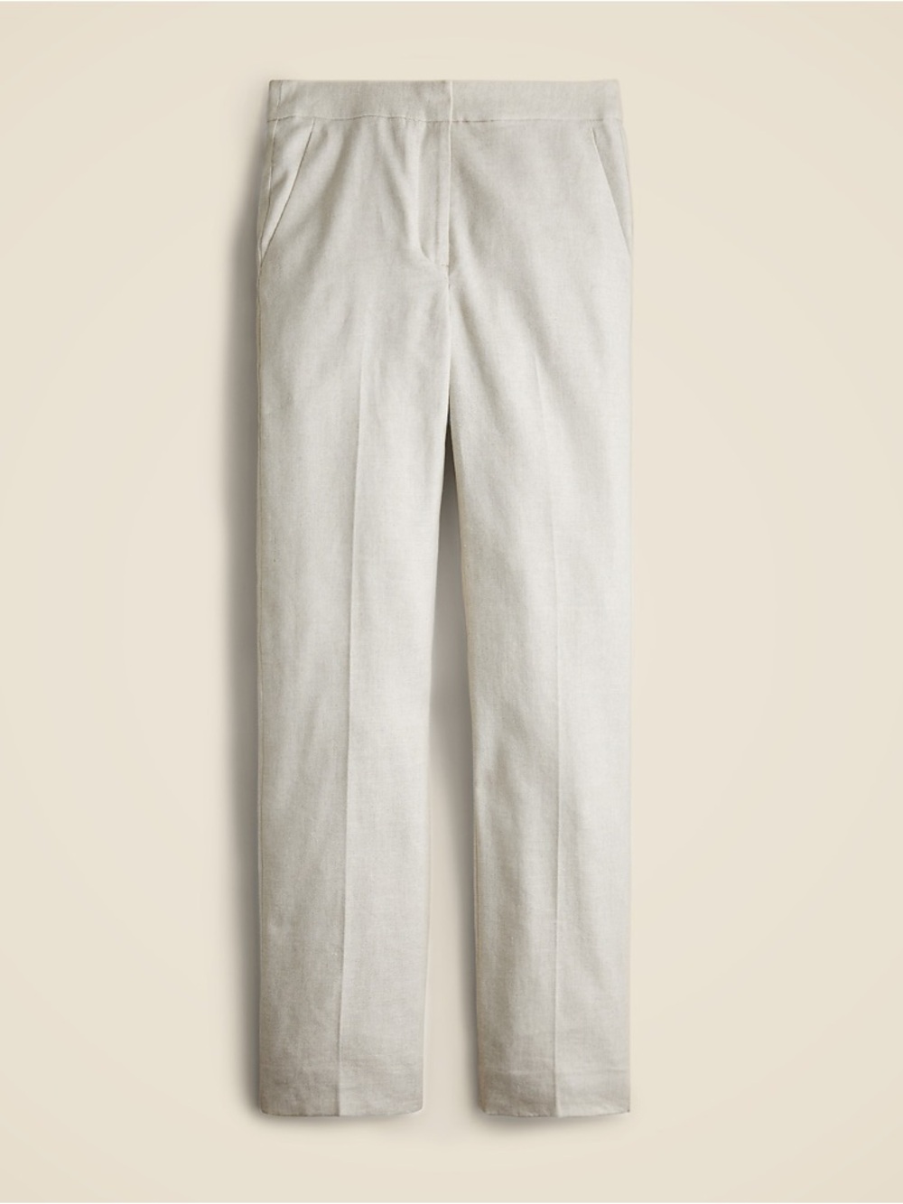 J. Crew Kate Linen Straight-Leg Trousers Pants